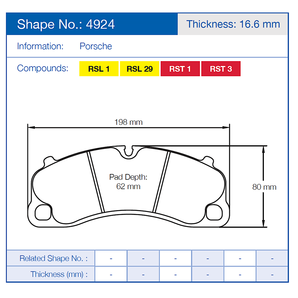 Pagid Racing Brake Pads No. 4924 (Front)