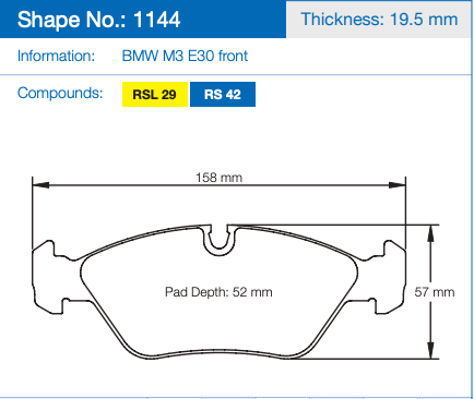 Pagid 1144 Brake Pad Dimension Image