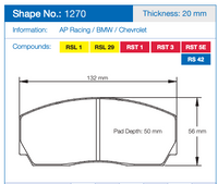 Thumbnail for Pagid 1270 Brake Pad Dimension Image