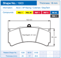 Thumbnail for Pagid 1903 Brake Pad Dimension Image