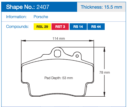 Pagid 2407 Brake Pad Dimension Image