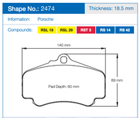 Thumbnail for Pagid 2474 Brake Pad Dimension Image