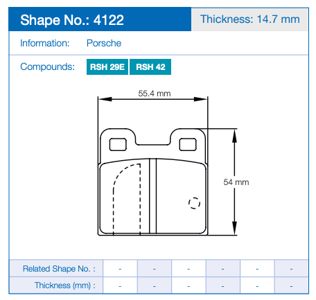 Pagid 4122 Racing Brake Pads