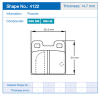 Thumbnail for Pagid 4122 Racing Brake Pads