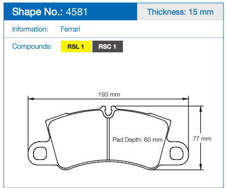 Pagid 4581 Brake Pad Dimension Image