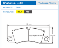 Thumbnail for Pagid 4581 Brake Pad Dimension Image