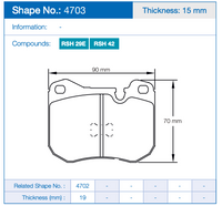Thumbnail for Pagid 4703 Brake Pad Dimension Image