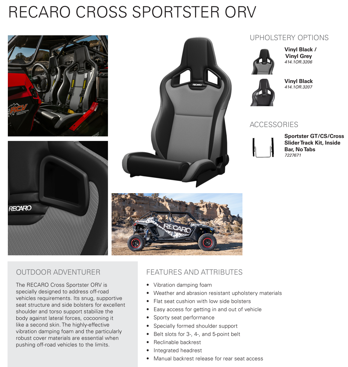 Recaro Cross Sportster ORV