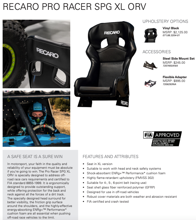 Recaro-Pro-Racer-SPG-ORV-XL-Racing-Seat-Sale-Image