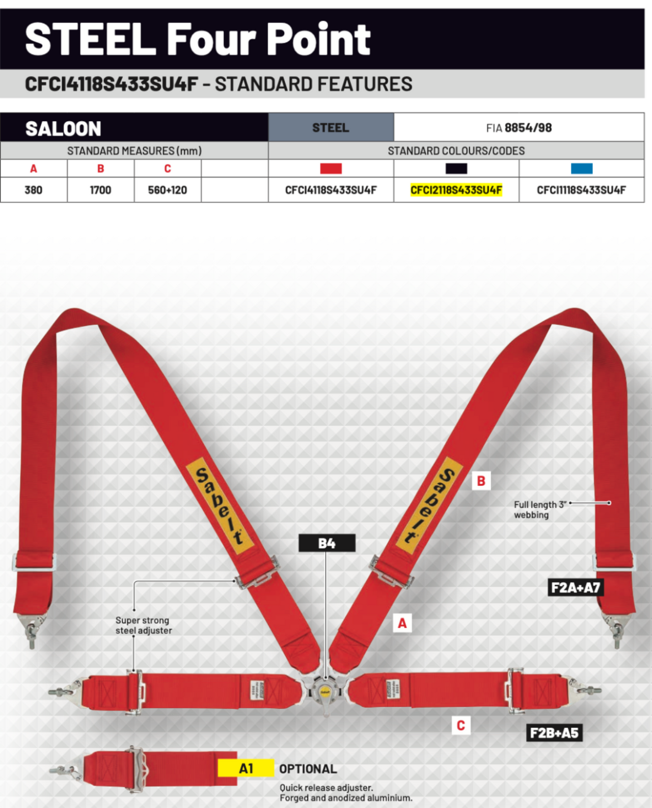 Sabelt FIA8853/1998 Steel Saloon 4-Point Harness-image