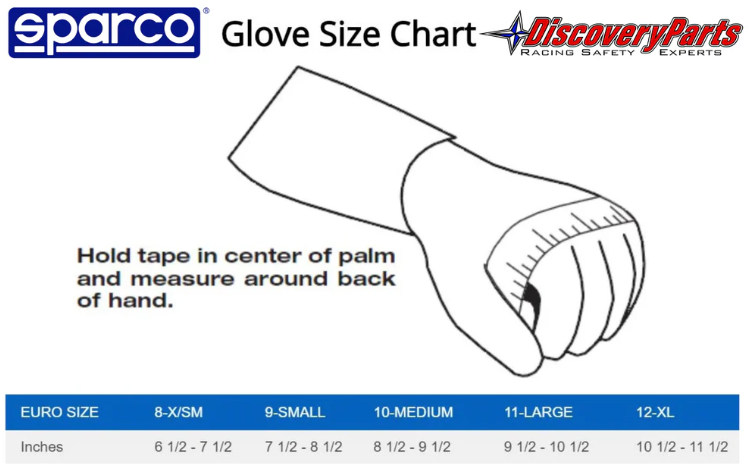 Sparco Arrow Nomex Gloves Size Chart