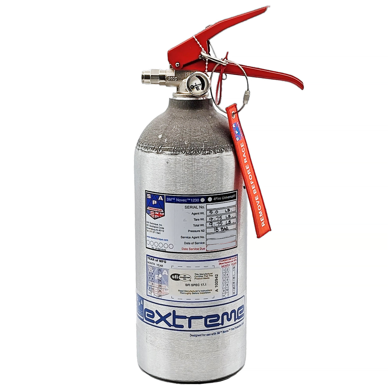 SPA Extreme Novec SFI Spare Fire Bottle 5lb