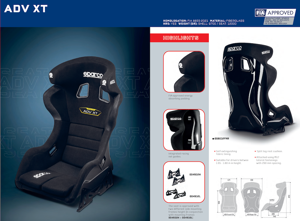 Sparco ADV XT 8855-2021 Racing Seat Summary image