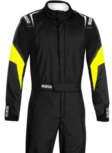 Sparco-Competition-Race-Suit-Black/Yellow-Front-Image