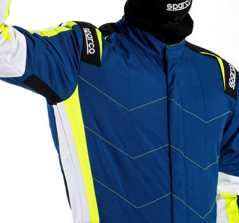 Sparco-kerb-advanced-kart-race-suit-blue-yellow-closeup-front-discount-offer-deal-best-price-sale-image