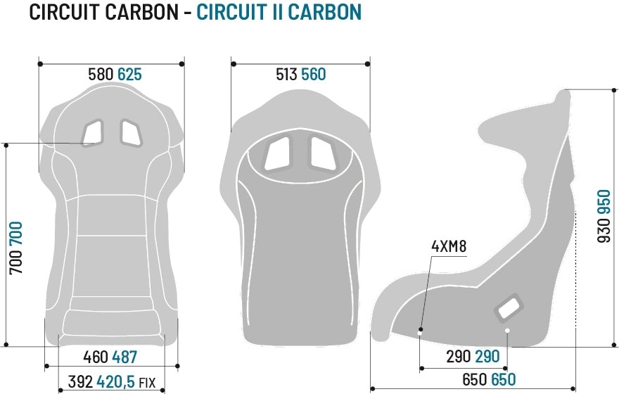 SPARCO CIRCUIT CARBON FIBER RACE SEAT DIMENSIONS