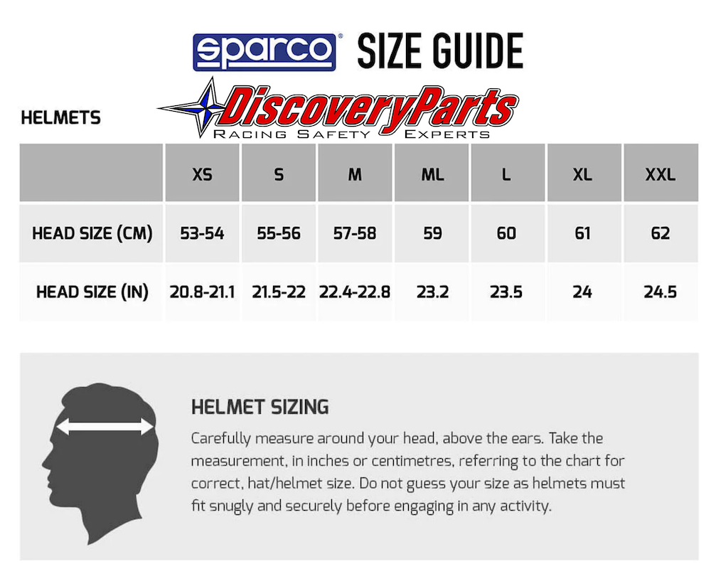 Sparco Air Pro RF-5W Martini Helmet SA2020 Side Chart Image
