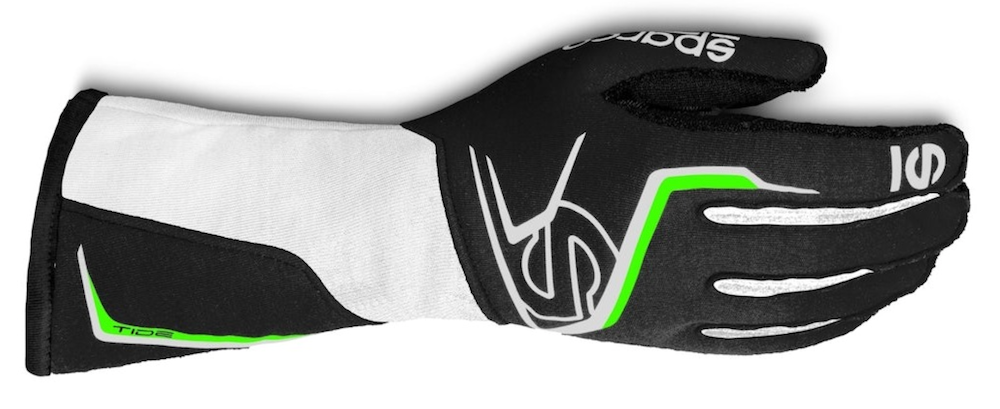 Sparco Tide-K Kart Racing Glove - BLACK / GREEN 00286NRVF Front image