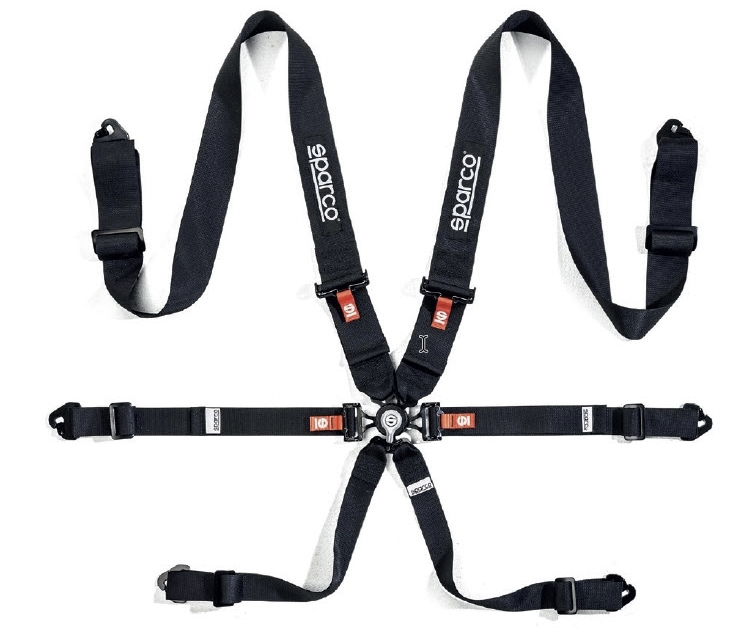 Sparco 6 Point Competition aluminum pull down racing harness with 2030 expiry