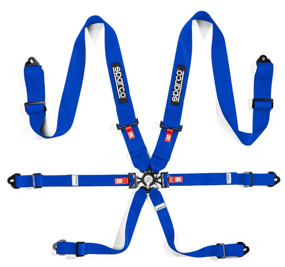 Sparco 6 Point Competition steel pull down racing harness with 2029 expiry