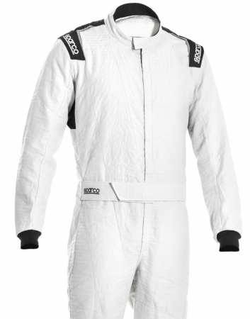 Sparco Extrema S Auto Race Suit White Front Closeup Image