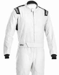 Thumbnail for Sparco Extrema S Auto Race Suit White Front Closeup Image