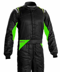 Thumbnail for Sparco Sprint Race Suit Black Green 001093NRVF Closeup Image