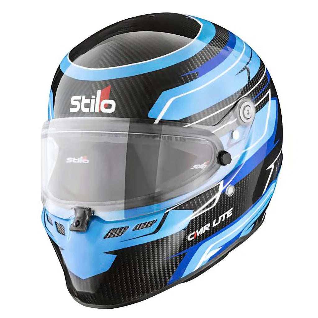 Stilo ST6 CMR Carbon Lite Blue karting helmet with lightweight carbon shell and FIA CMR approval