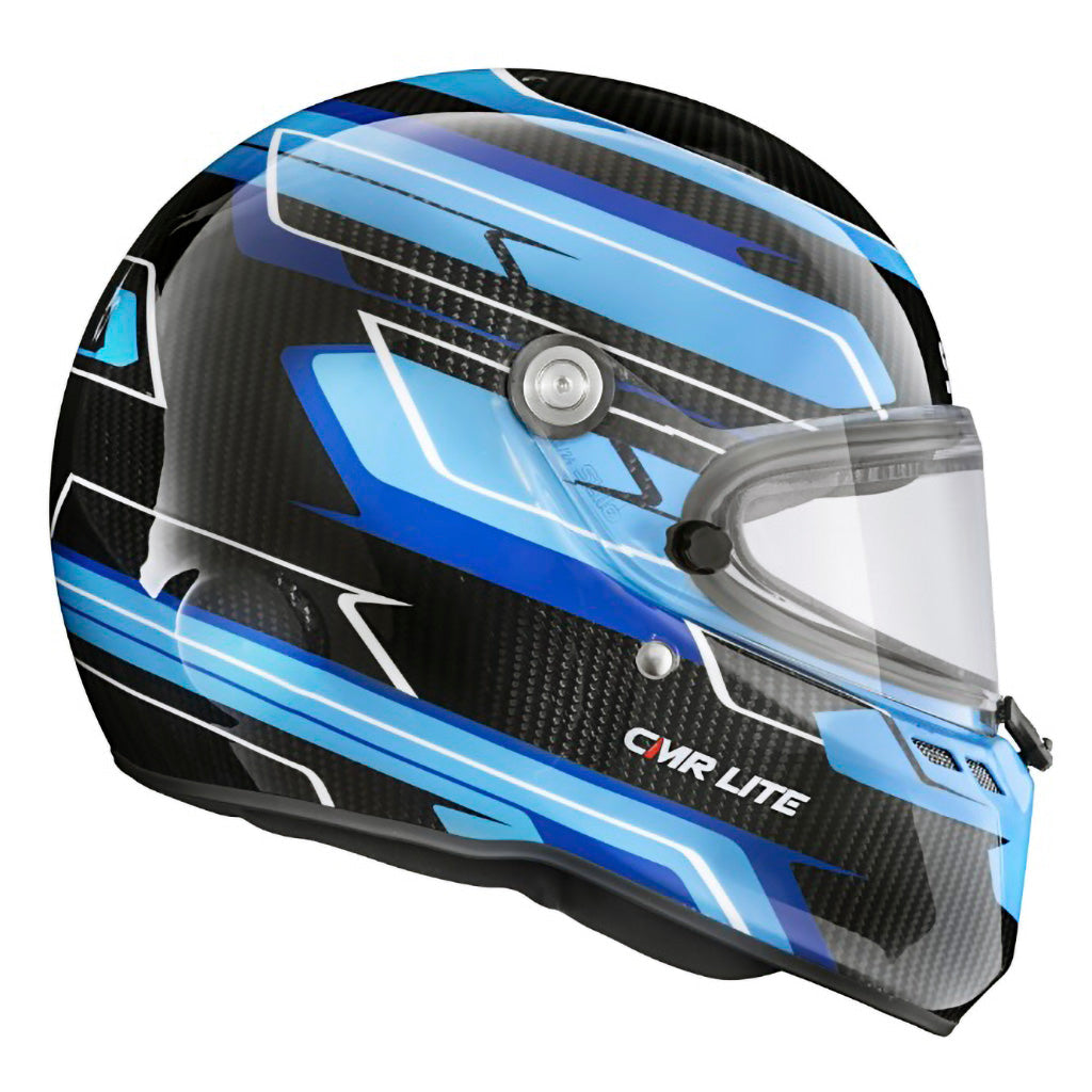 FIA CMR approved Stilo ST6 Carbon Lite Blue kart racing helmet with advanced ventilation system