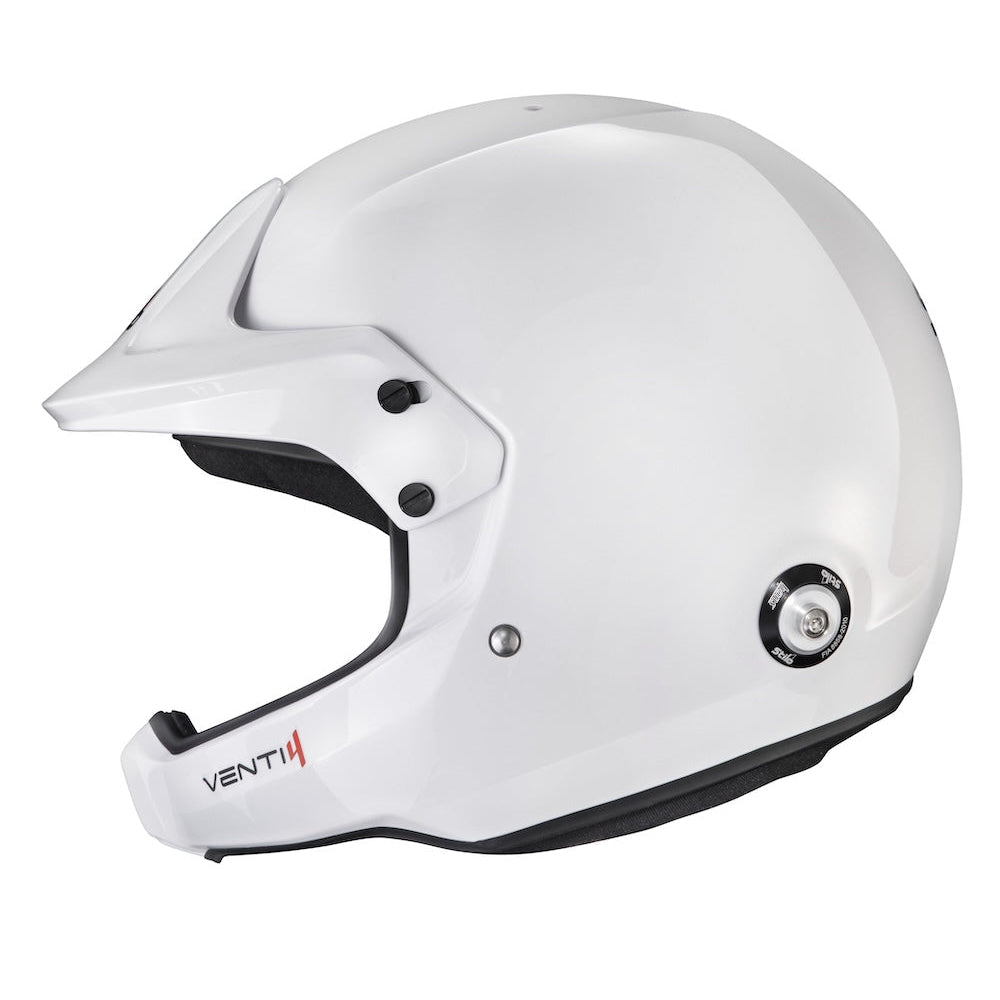 Stilo Venti4 WRC Composite White SA2025 FIA 8859 open face helmet front right angle-image
