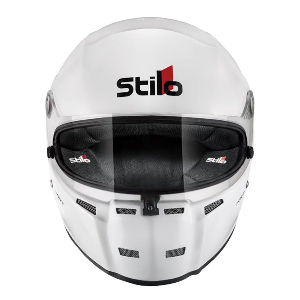 White Stilo ST5 KRT helmet with clear visor on a white background