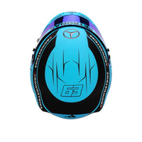 Thumbnail for Top view of Bell HP77 George Russell 2025 Mini Helmet showing number 63 and aerodynamic lines