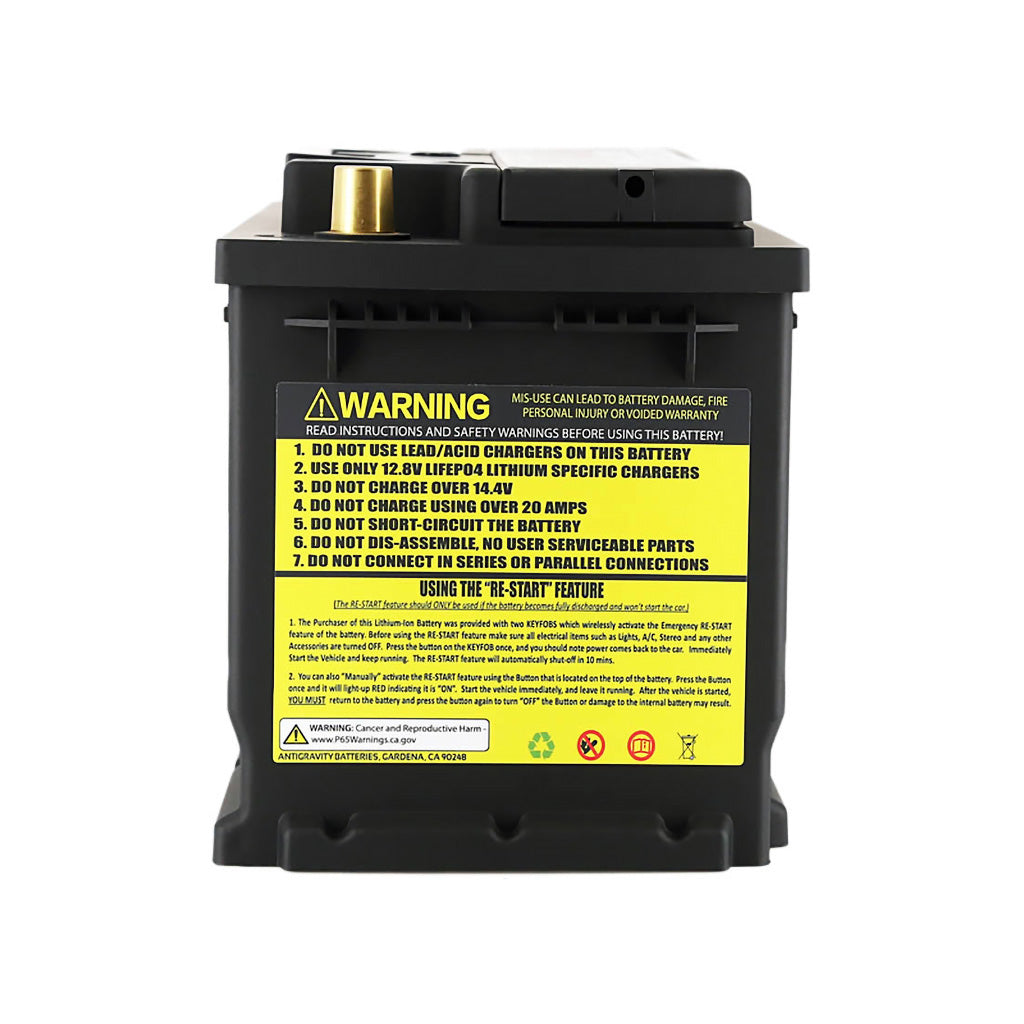 High-performance Antigravity H5 Group 47 lithium starter battery on display