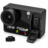 Thumbnail for AiM SmartyCam4 Corsa action camera shown from a three-quarter angle with lens, power button, and LED indicators visible on a white background.