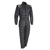 Thumbnail for X-20 Drag Racing Suit in a one-piece design, featuring a sleek black finish with box-quilt stitching, fully floating sleeves, and SFI 3.2A/20 certification for maximum protection and comfort.