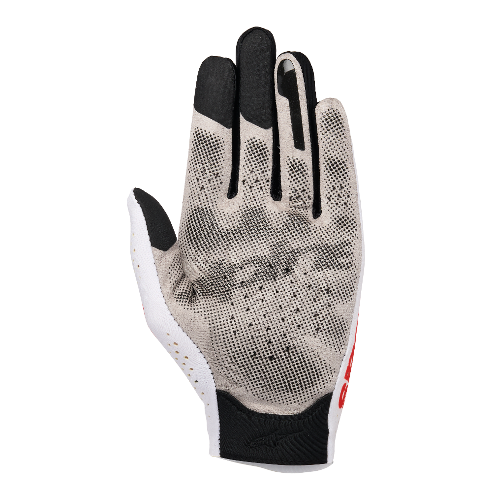 Alpinestars SIM Gloves Graphic 1 Silver Ice Black Red Tangerine palm view