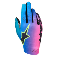 Thumbnail for Alpinestars SIM Gloves Graphic 2 Pink Fluo/Cyan/Black/Safety Yellow back view