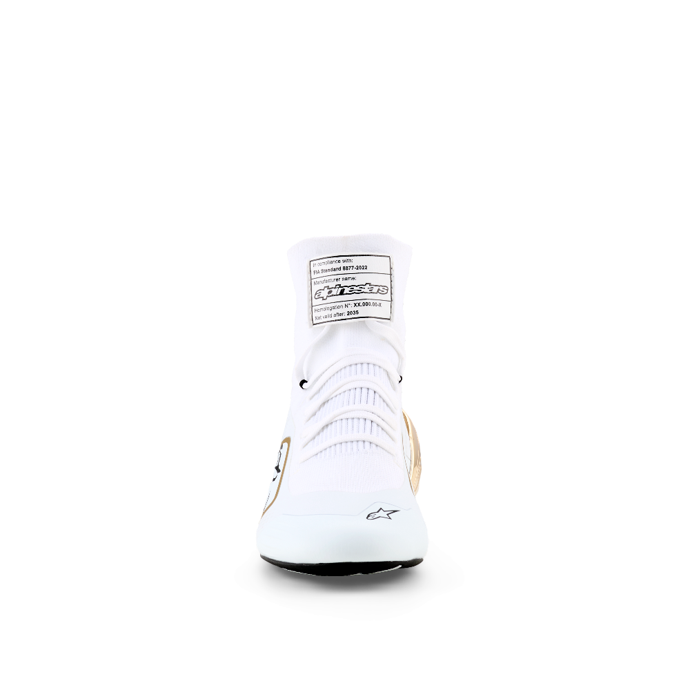 Alpinestars Supertech K shoes white gold front view