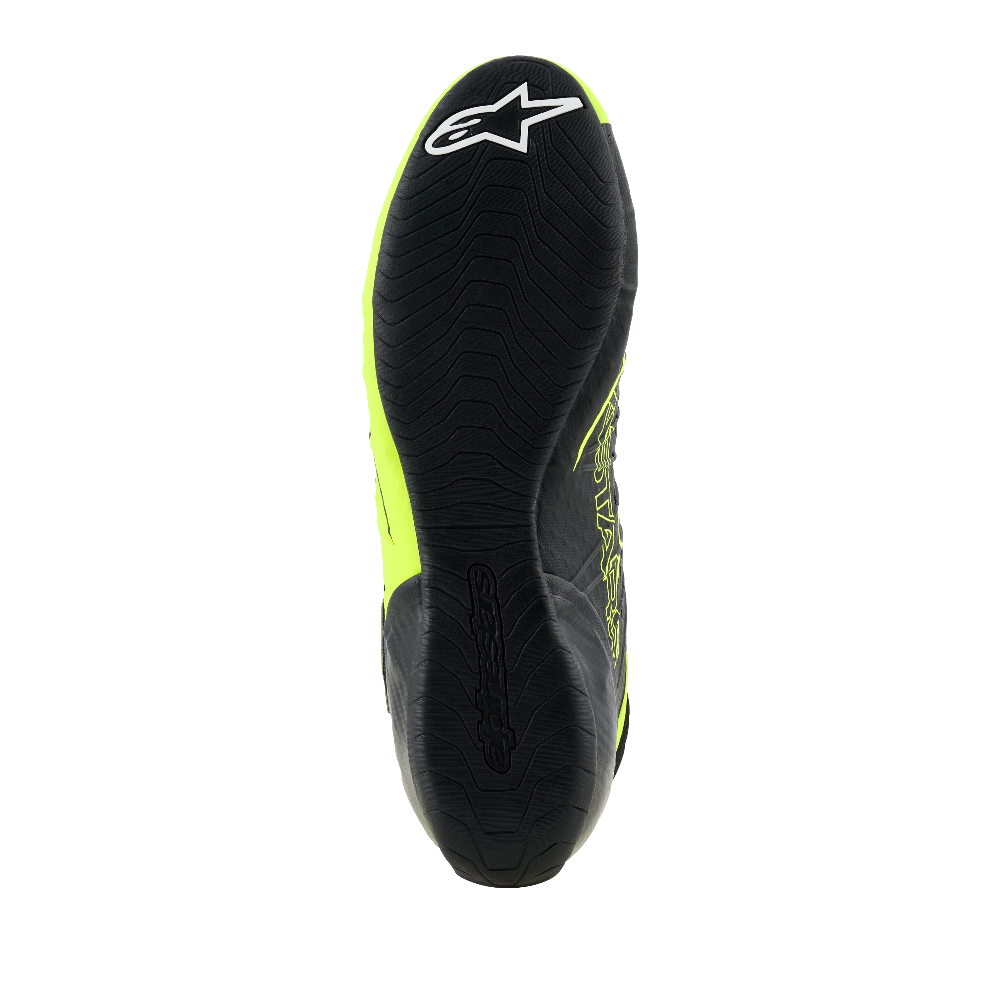 Alpinestars Tech-1 KX v3 karting shoes yellow fluo black sole bottom view