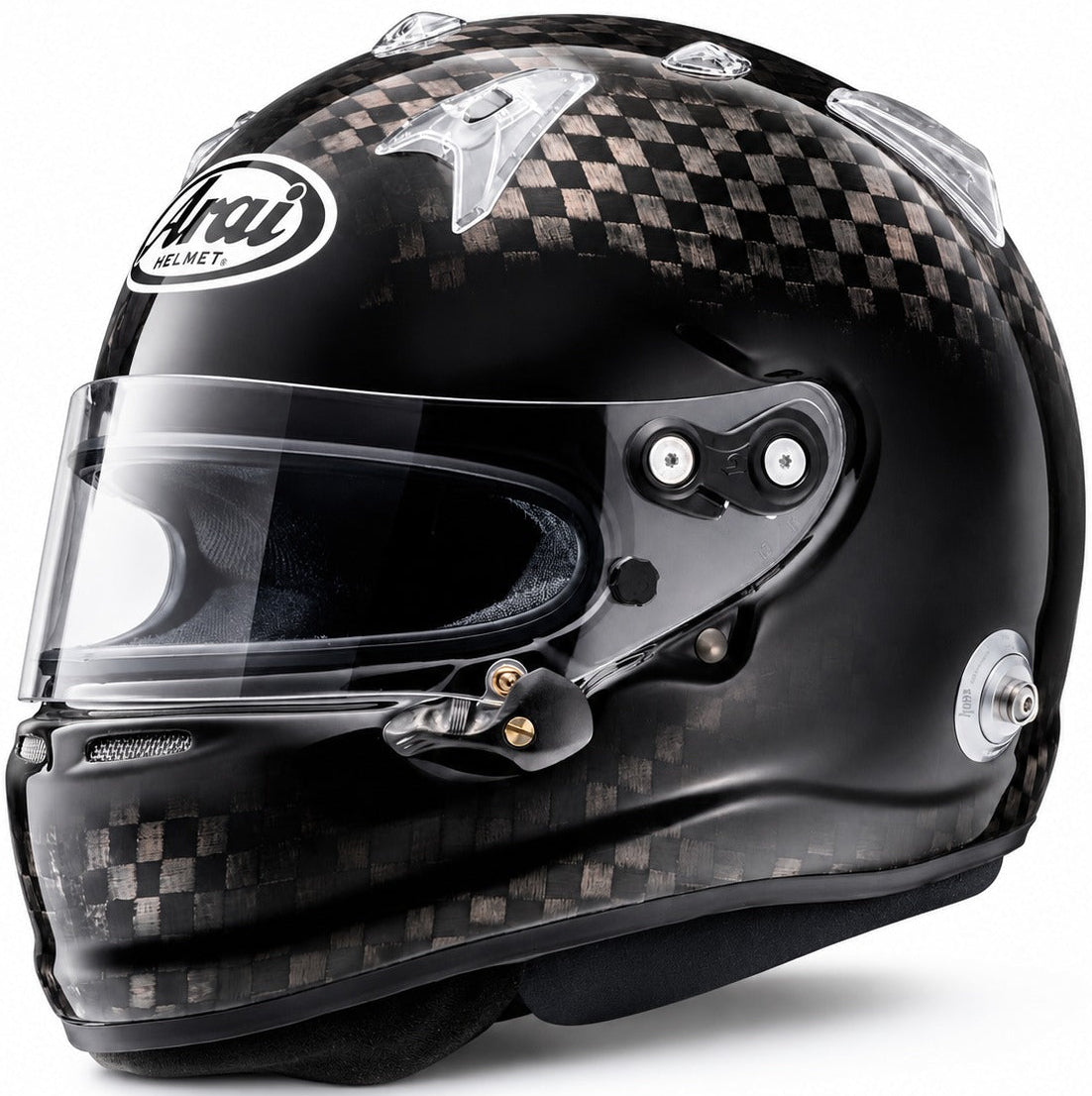 Arai GP-7SRC ABP Carbon Racing Helmet in carbon fiber front-left three-quarter view