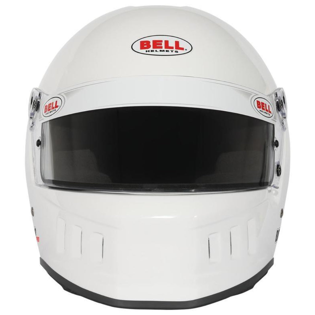Bell BR8 Sport white full face racing helmet front view with clear visor image