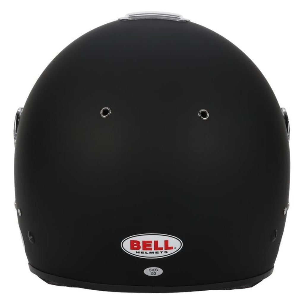 Bell GP2 Youth Sport matte black helmet rear view with Bell logo and smooth shell