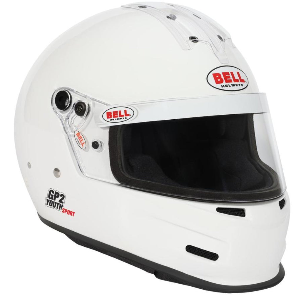Bell GP2 Youth Sport white youth racing helmet front right detail-image