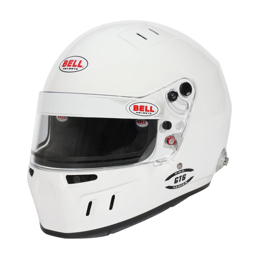 Bell GT6 Pro white racing helmet front angle view Image