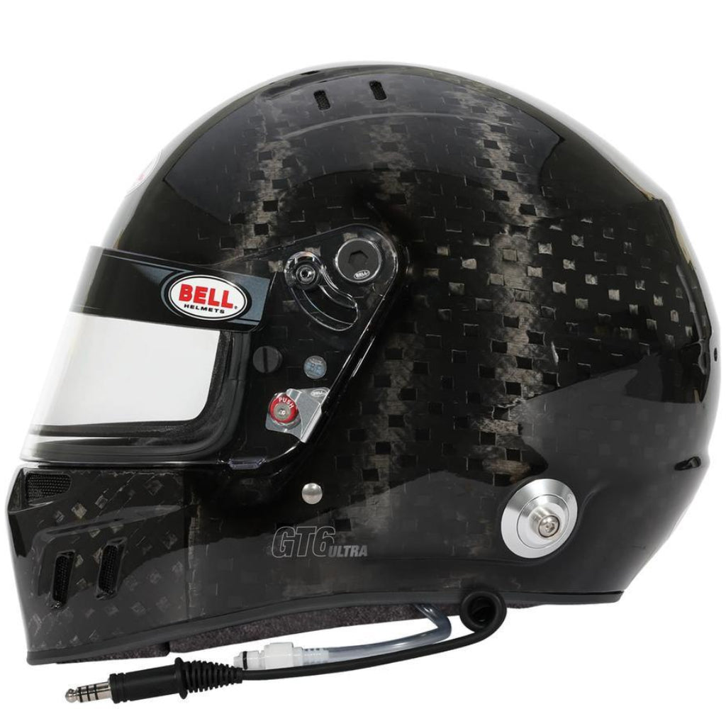 Bell GT6 RD ULTRA-4C Carbon helmet left side profile showing carbon shell and visor image