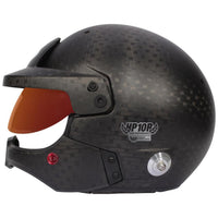Thumbnail for Bell HP10 Rally WW carbon helmet left side profile showing peak and integrated audio image
