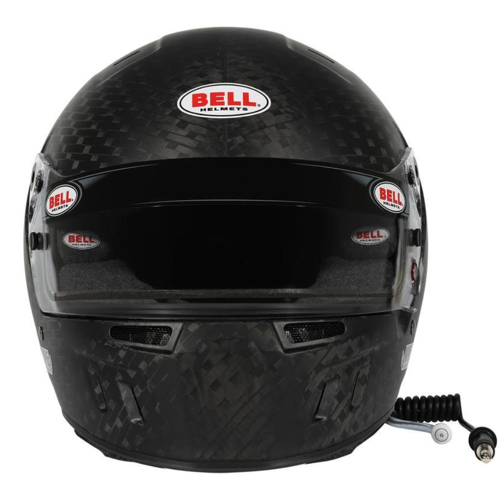 Front view of Bell HP6 EVO II RD-4C showing visor system, chin ventilation, and integrated electronics cabling