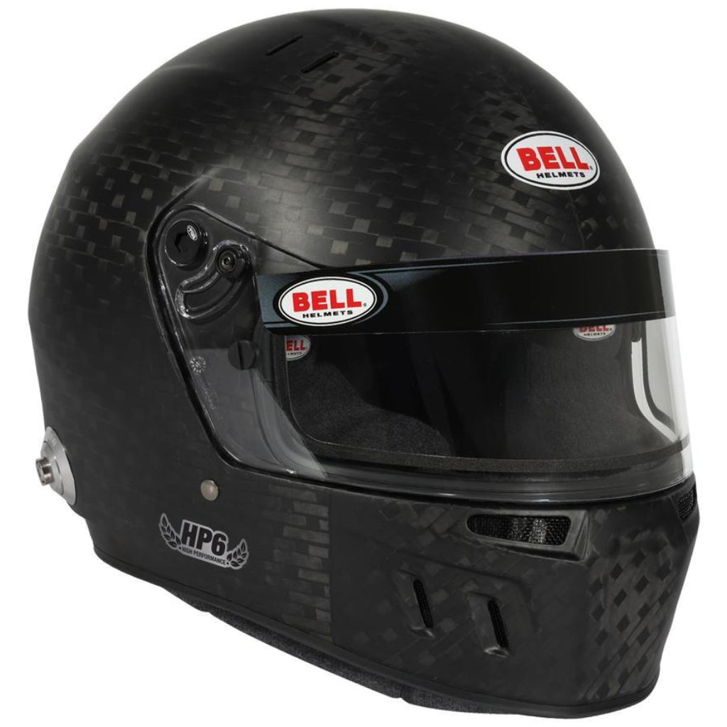 Angled view of Bell HP6 EVO II RD-4C showing visor seal, chin bar intake, and electronics exit port