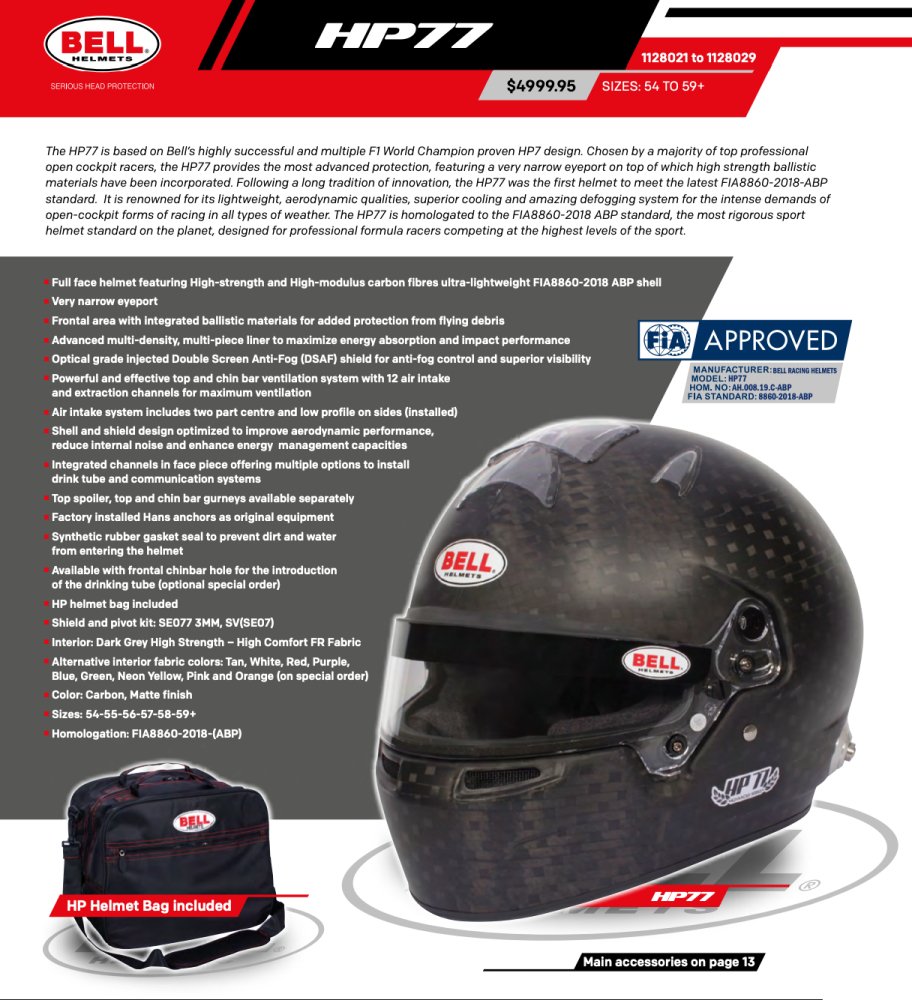 Bell HP77 8860-2018 Carbon Fiber Helmet - Discovery Parts