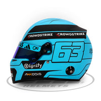 Thumbnail for Bell HP77 George Russell 2025 Mini Helmet side profile showing number 63 graphics and sponsor logos